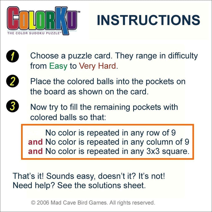 ColorKu Juego de Mesa Sudoku de Colores de Mad Cave Bird Para Mejorar Lógica y Razonamiento - Imagen 6