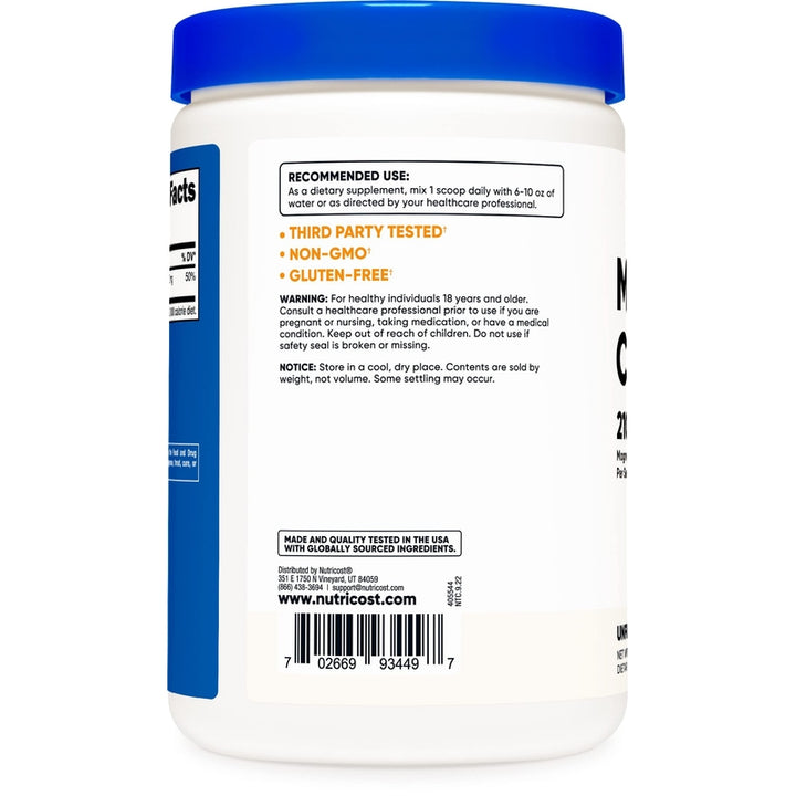 Polvo Nutritional De Citrato De Magnesio Nutricost 500g Sin Sabor Beneficioso Y Puro - Imagen 3