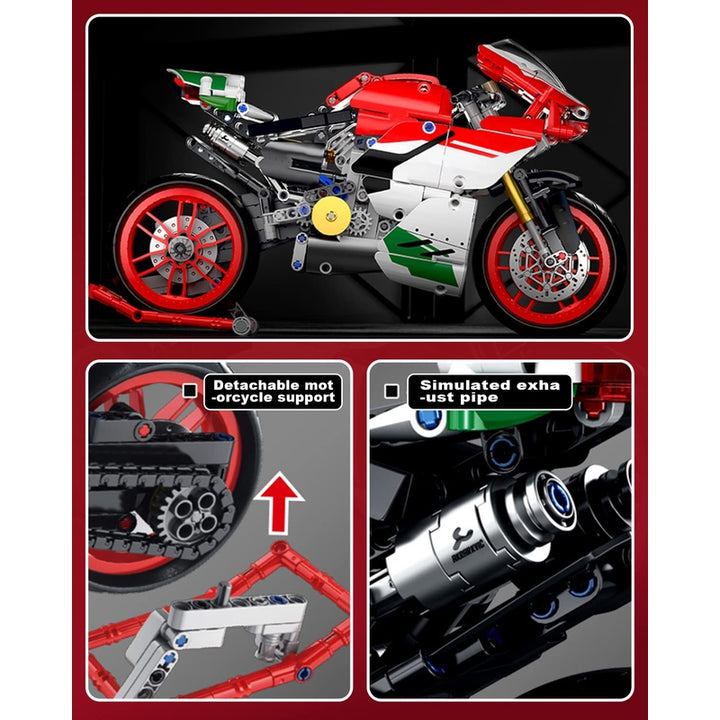 Juego De Bloques Para Construir Motocicleta V4 803 Piezas Escala 1:5 - Imagen 6