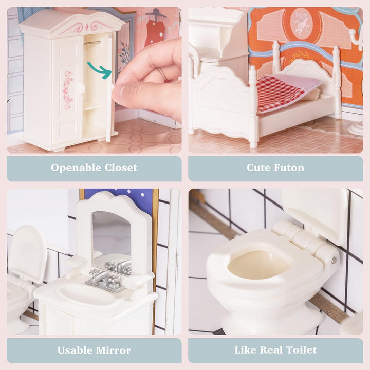 Casa De Madera Para Muñecas Robud Con Muebles De 3 Niveles Para Niños Y Niñas - Imagen 5