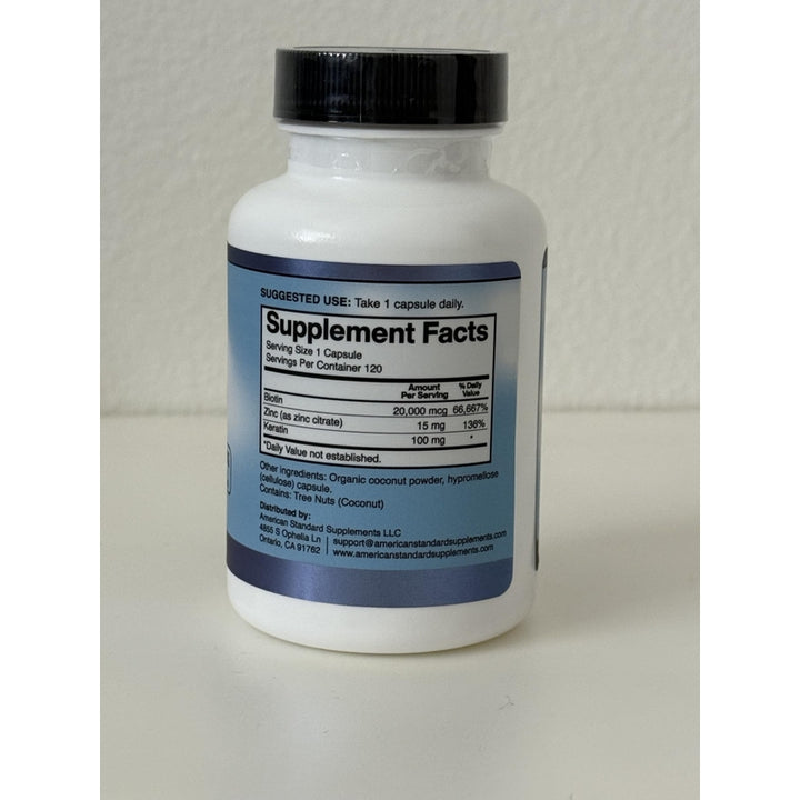 Biotina 20000 Mcg Queratina Coco Zinc 120 Cap Cabello Uñas Saludable - Imagen 7