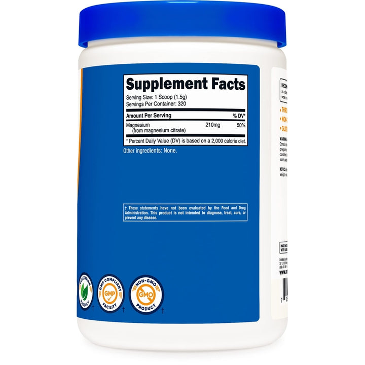 Polvo Nutritional De Citrato De Magnesio Nutricost 500g Sin Sabor Beneficioso Y Puro - Imagen 4