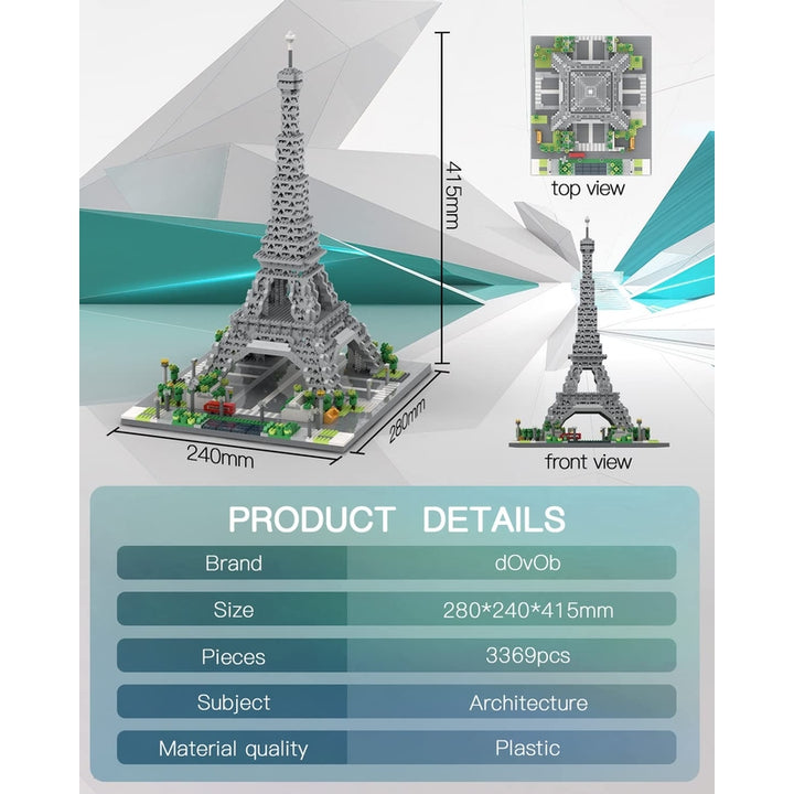 Juego De Microbloques Torre Eiffel 3369 Piezas 3D Dovob Diversión Creativa Para Niños Y Adultos - Imagen 2