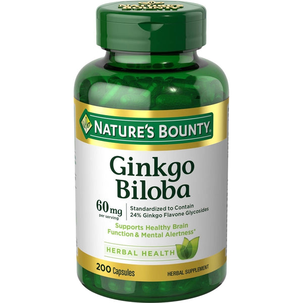 Ginkgo Biloba 60 Mg Natures Bounty 200 Capsulas Salud Cerebral y Memoria - Imagen 1