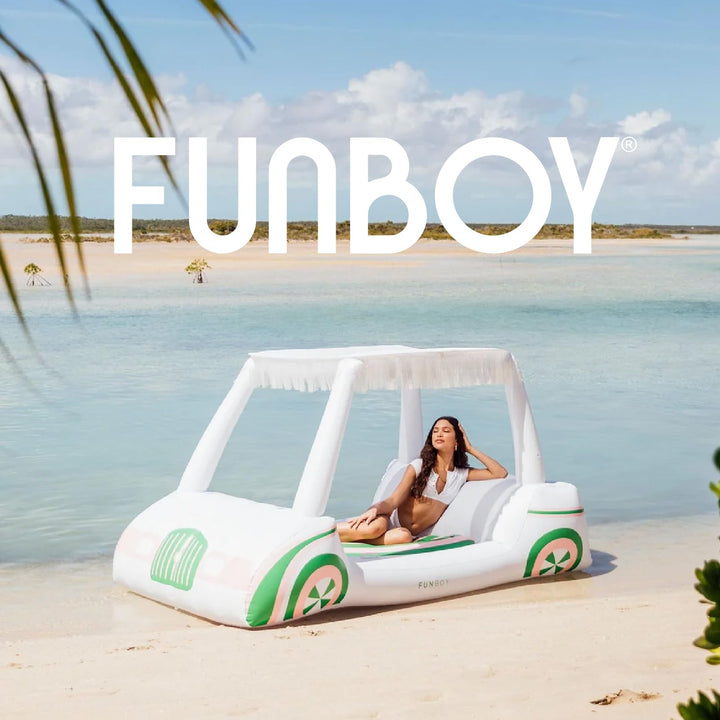 Funboy Carro De Golf Inflable Gigante Flotador De Piscina Con Sombrilla Retro - Imagen 2