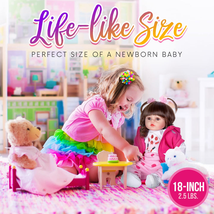 Muñeca Reborn Baby 45 Cm Suave Con Brazos Movibles Accesorios Incluidos Ideal Para Niños Y Coleccionistas - Imagen 3