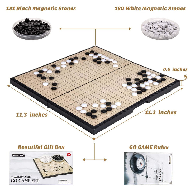 Juego Magnético Go Tablero Plegable 11 Pulgadas Con Piedras Magnéticas Portátil - Imagen 4