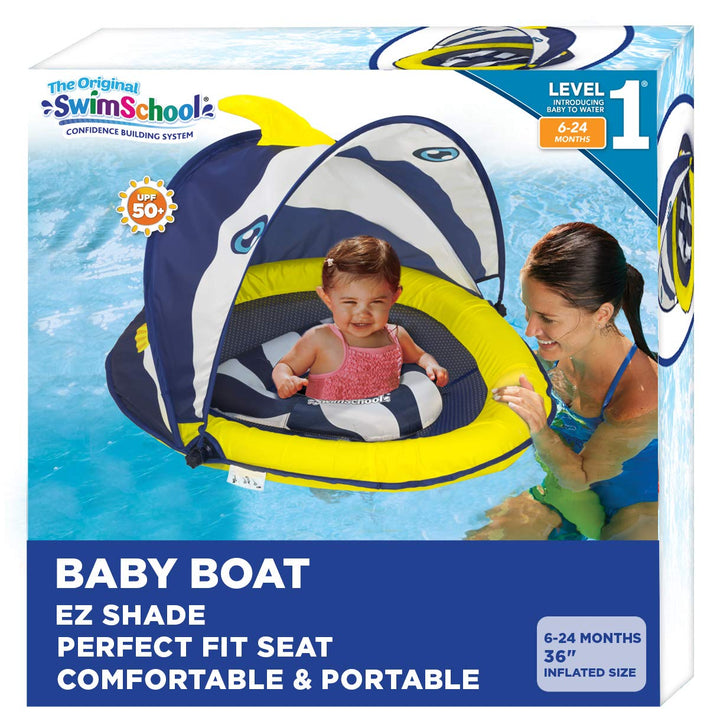 Flotador De Piscina Para Bebés Swimschool Deluxe Con Toldo Ajustable - Imagen 1