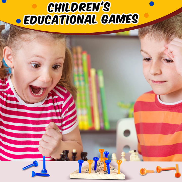 Juego De Mesa Triangular De Madera 3 Packs Con Clavijas De Plástico Divertido Y Educativo - Imagen 2