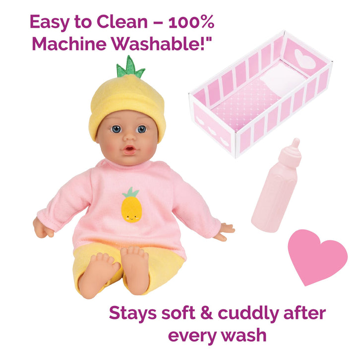 Muñeca Adora Sweet Baby Pineapple 28 Cm Lavable Ideal Para Niños Desde 1 Año - Imagen 5