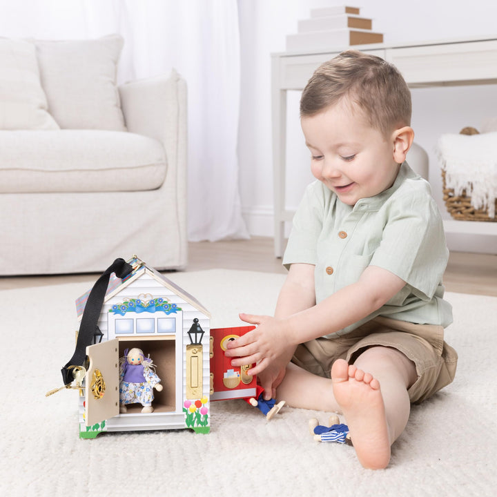 Casa De Muñecas Melissa Doug De Madera Con Timbre Y Llaves Para Niños - Imagen 9