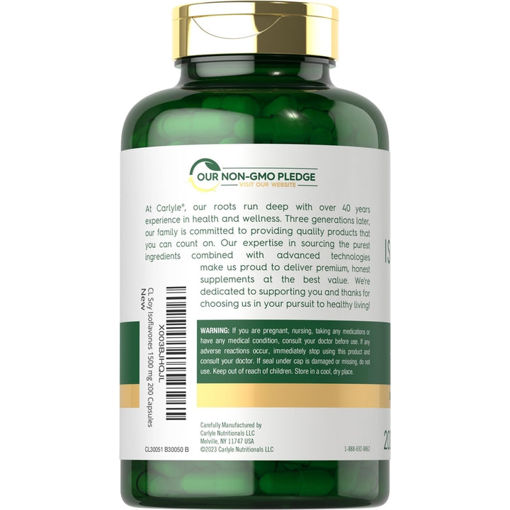 Isoflavonas De Soja Carlyle 1500 Mg 200 Cápsulas Sin Gluten - Imagen 3
