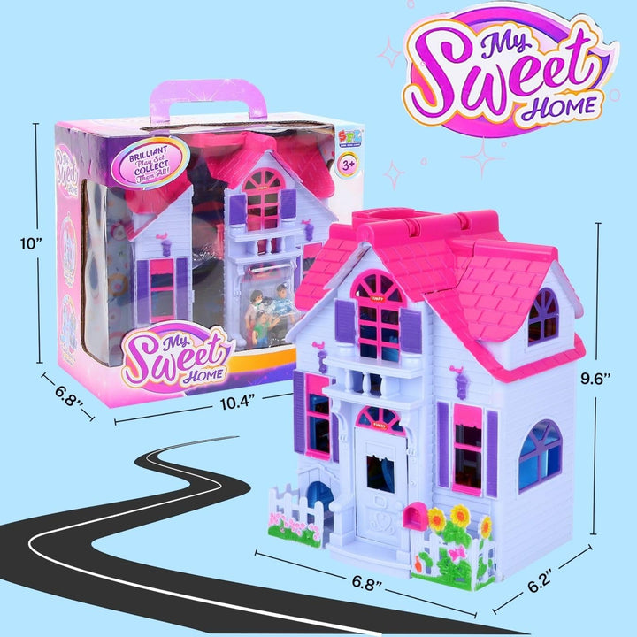 Casa De Muñecas Plegable My Sweet Home 3 En 1 Con Muebles Y Figuras - Imagen 2