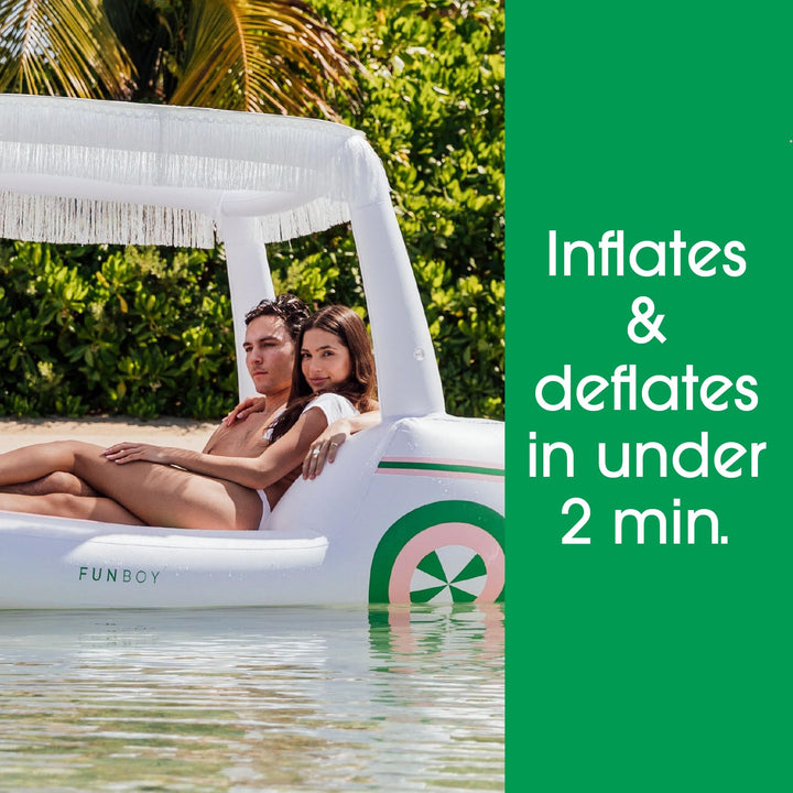 Funboy Carro De Golf Inflable Gigante Flotador De Piscina Con Sombrilla Retro - Imagen 8
