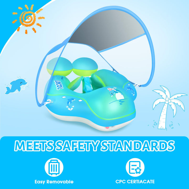 Flotador Para Bebé Con Toldo Solar UPF 50 Protección Seguridad - Imagen 3