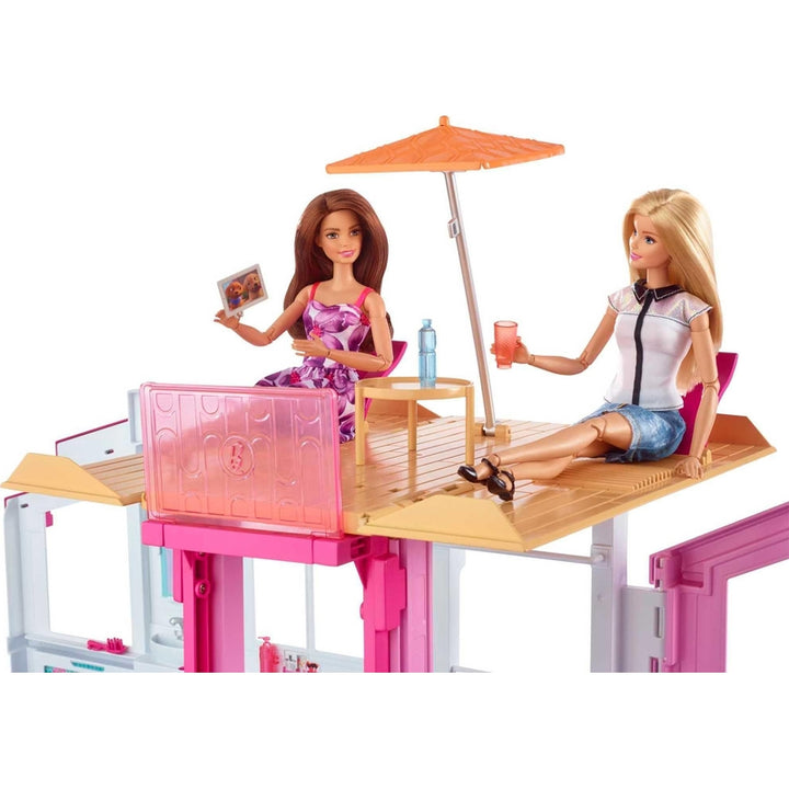 Casa De Barbie De 3 Pisos Con Sombrilla Emergente Y Ascensor Para Niños - Imagen 4