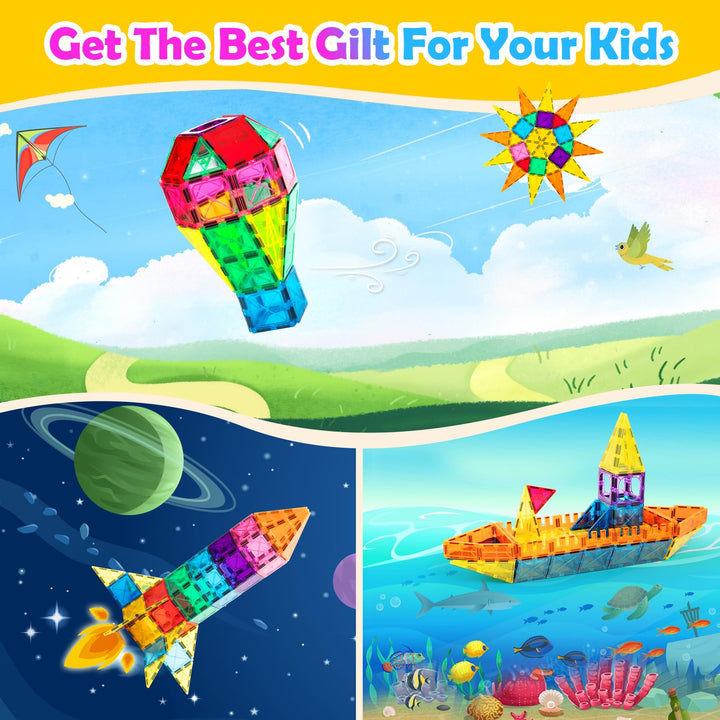 Azulejos Magnéticos 100 Bloques Y 2 Coches Educativos STEM para Niños - Imagen 5