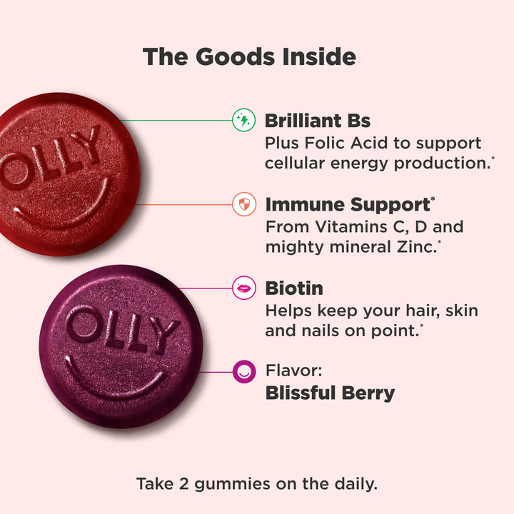 OLLY Women's Vitaminas Multivitamínicas A D C E Biotina Ácido Fólico 90 Gomitas - Imagen 3