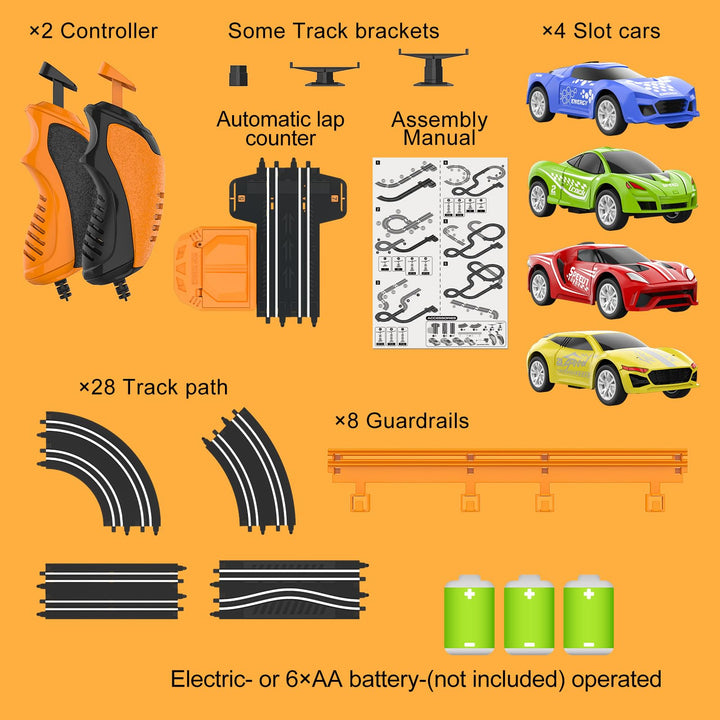 Juegos De Carrera De Autos Eléctricos Con 4 Coches Y Pista 18.4 Pies Para Niños - Imagen 7