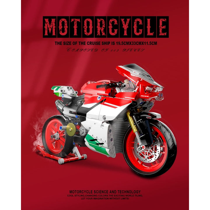 Juego De Bloques Para Construir Motocicleta V4 803 Piezas Escala 1:5 - Imagen 3