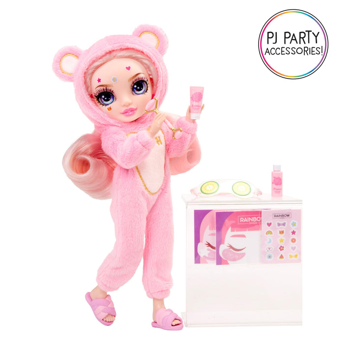Rainbow High Jr High Bella Muñeca Rosa Fiesta de Pijamas 9 Pulgadas con Accesorios - Imagen 6
