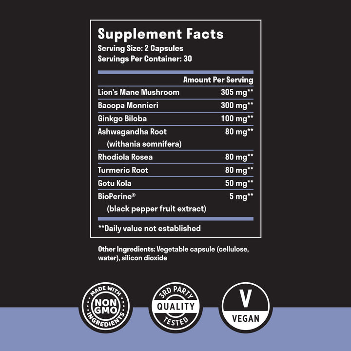 Suplemento Cerebral Nootrópico Brain Booster Memoria Claridad 60 Cap - Imagen 2