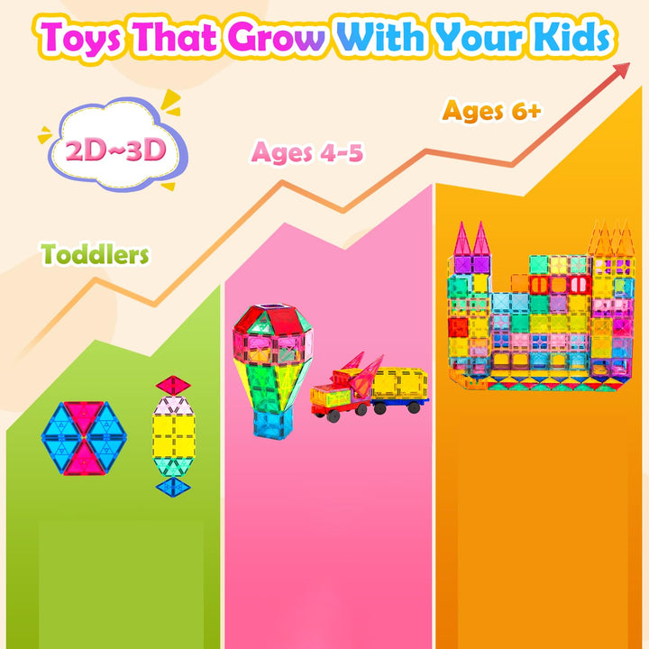 Azulejos Magnéticos 100 Bloques Y 2 Coches Educativos STEM para Niños - Imagen 4