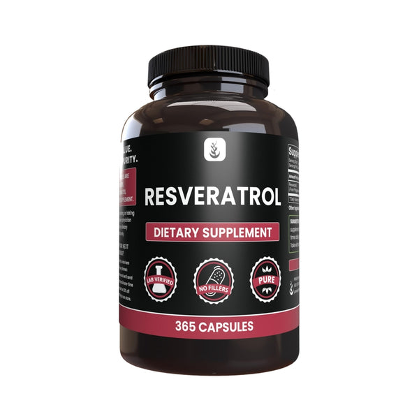 Resveratrol 365 Cápsulas Sin Magnesio Puro Y Verificado Beneficios Un Año - Imagen 1
