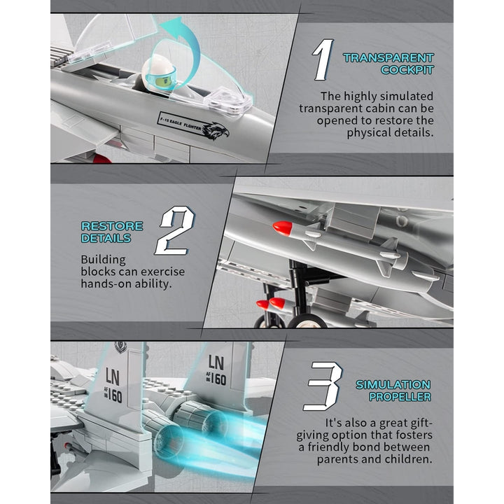 Juego De Bloques 270 Piezas F-15 Eagle Avion Militar Modelo De Construccion - Imagen 5