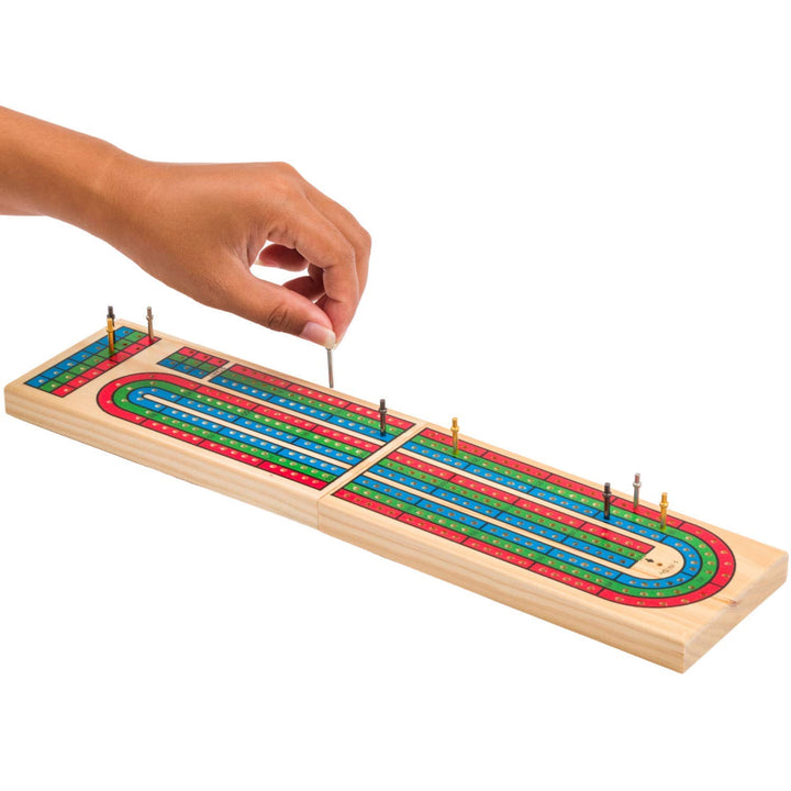 Juego De Mesa Cribbage De Madera Plegable Con Clavijas Y Baraja Regal Games - Imagen 6