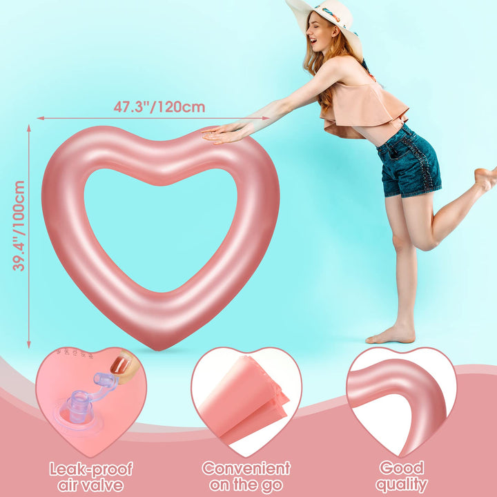 3 Piezas De Piscina De Corazón Inflable Flotar 47.3 X 39.4 P - Imagen 3