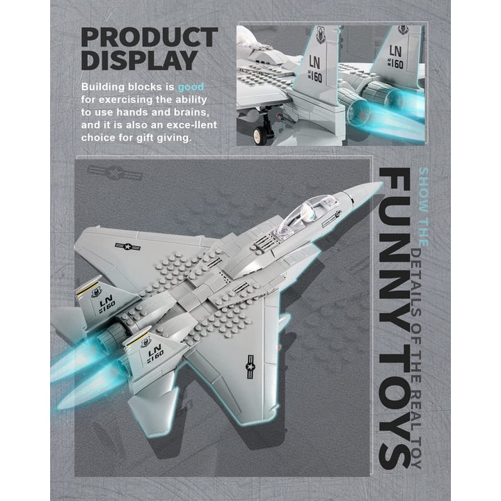 Juego De Bloques 270 Piezas F-15 Eagle Avion Militar Modelo De Construccion - Imagen 4