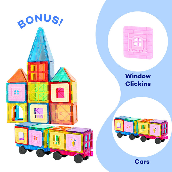Azulejos Magnéticos 100 Bloques Y 2 Coches Educativos STEM para Niños - Imagen 3