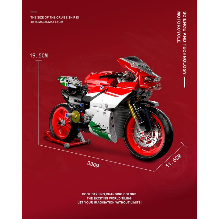 Juego De Bloques Para Construir Motocicleta V4 803 Piezas Escala 1:5 - Imagen 7