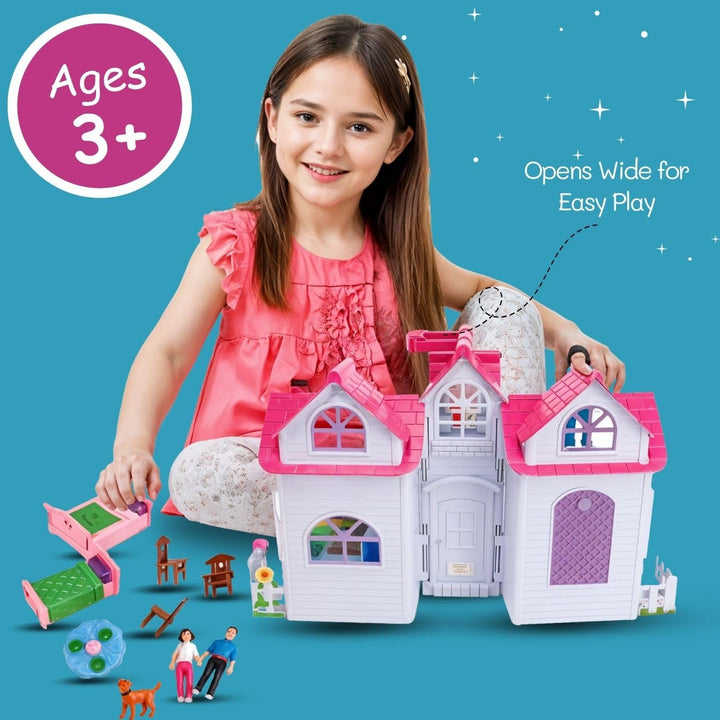 Casa De Muñecas Plegable My Sweet Home 3 En 1 Con Muebles Y Figuras - Imagen 5