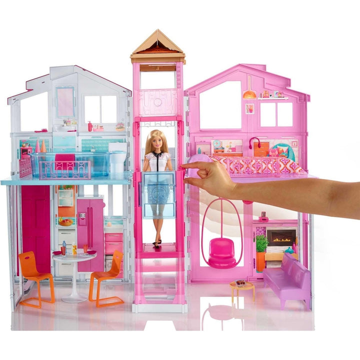 Casa De Barbie De 3 Pisos Con Sombrilla Emergente Y Ascensor Para Niños - Imagen 3