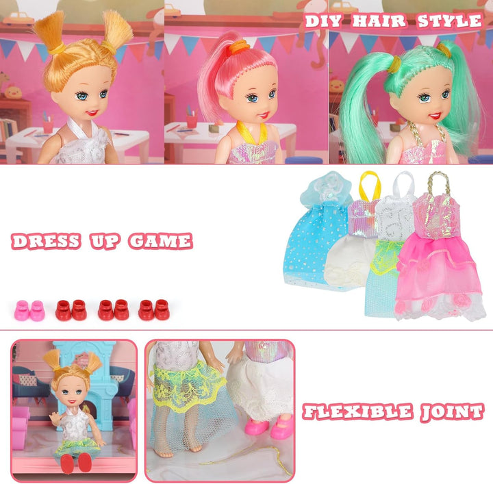 Casa De Muñecas 4 Pisos 11 Habitaciones Con Luces Y Accesorios - Imagen 4