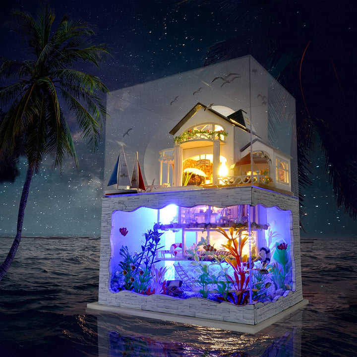 Gudoqi Kit De Casa De Muñecas Miniatura Diy Con Muebles Escala 1:24 Con Luces - Imagen 7