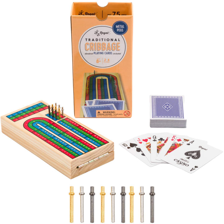 Juego De Mesa Cribbage De Madera Plegable Con Clavijas Y Baraja Regal Games - Imagen 3