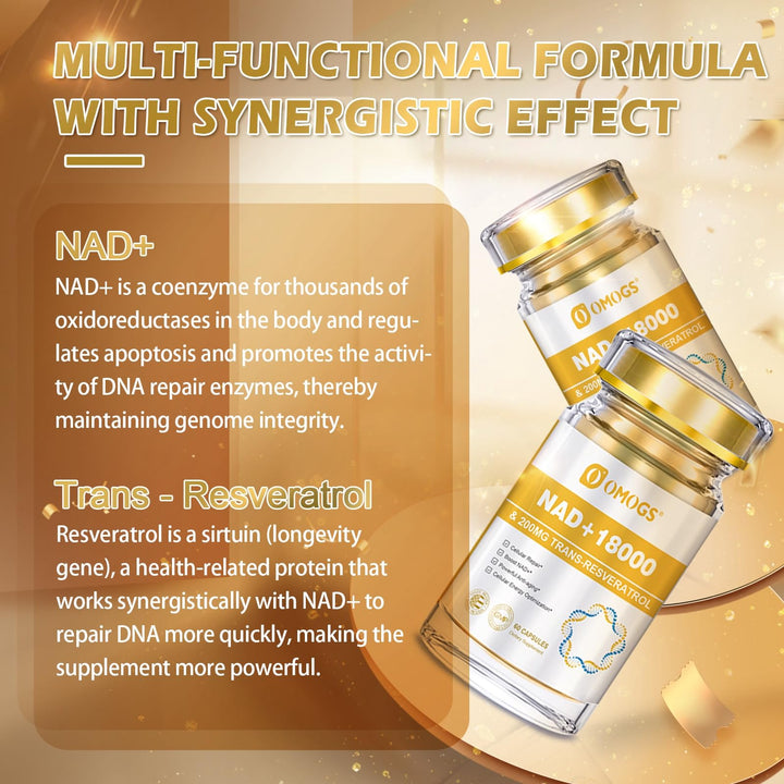 Nad 300 Mg Trans Resveratrol 200 Mg Energia Celular Longev - Imagen 3
