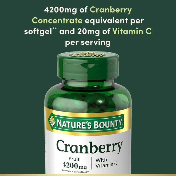 Nature's Bounty Cranberry 4200mg Con Vitamina C Suplemento Salud Urinaria 100 Cápsulas - Imagen 3
