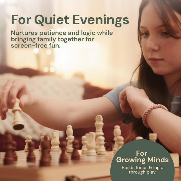 Juego De Ajedrez Y Damas De Madera Tablero Plegable 15 Pulgadas - Imagen 6