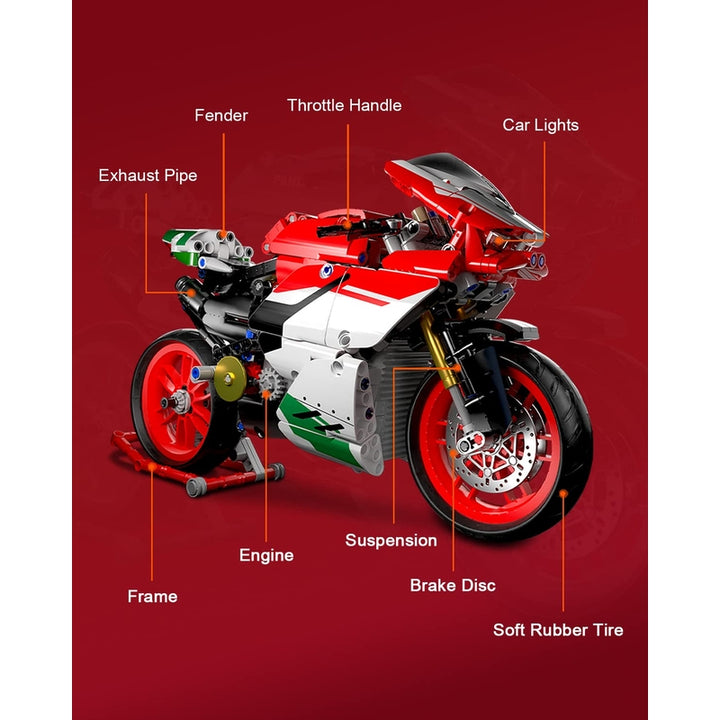 Juego De Bloques Para Construir Motocicleta V4 803 Piezas Escala 1:5 - Imagen 2