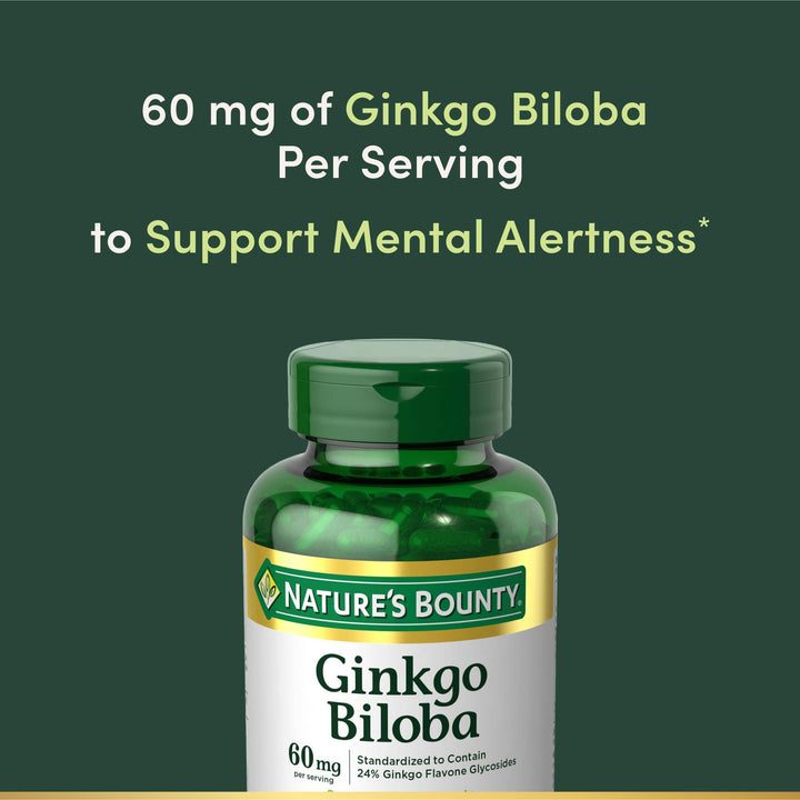 Ginkgo Biloba 60 Mg Natures Bounty 200 Capsulas Salud Cerebral y Memoria - Imagen 3