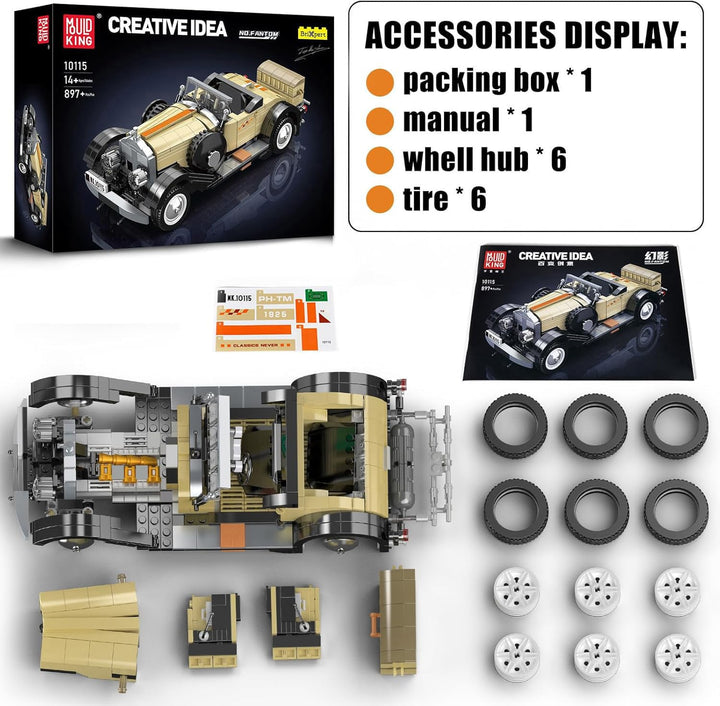 Kit De Construcción Mould King Autos Clásicos 10115 Modelo Vintage Para Niños Y Adultos - Imagen 5