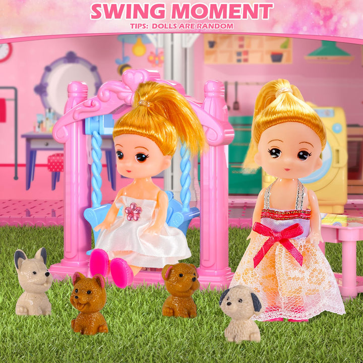 Casa De Muñecas De 4 Pisos Y 10 Habitaciones Para Niñas Con Accesorios - Imagen 3