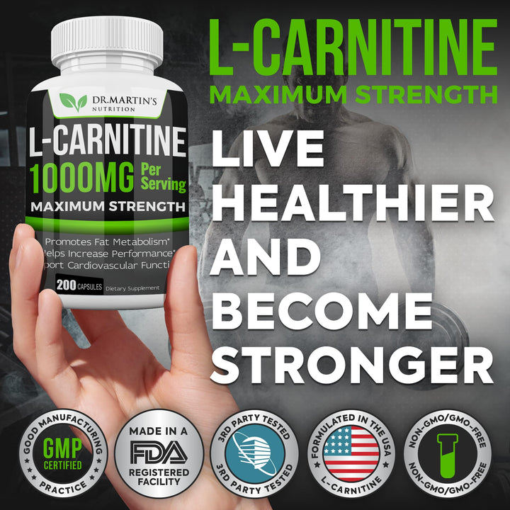 L-Carnitina Extra Fuerte Dr Martins 1000 Mg Metabolismo Y Energía - Imagen 5