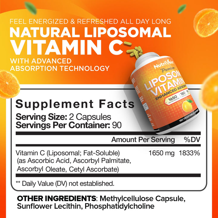 Vitamina C Liposomal 1650 Mg Nutrivein Suplemento Antioxidante - Imagen 2