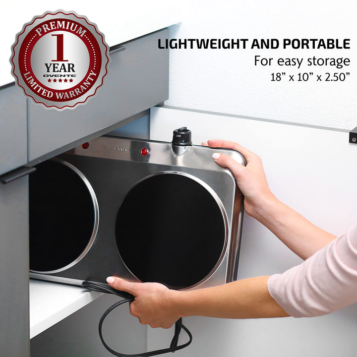 Ovente Bgi202s Estufa Electrica Portatil Doble 1500w Con Control De Temperatura - Imagen 3