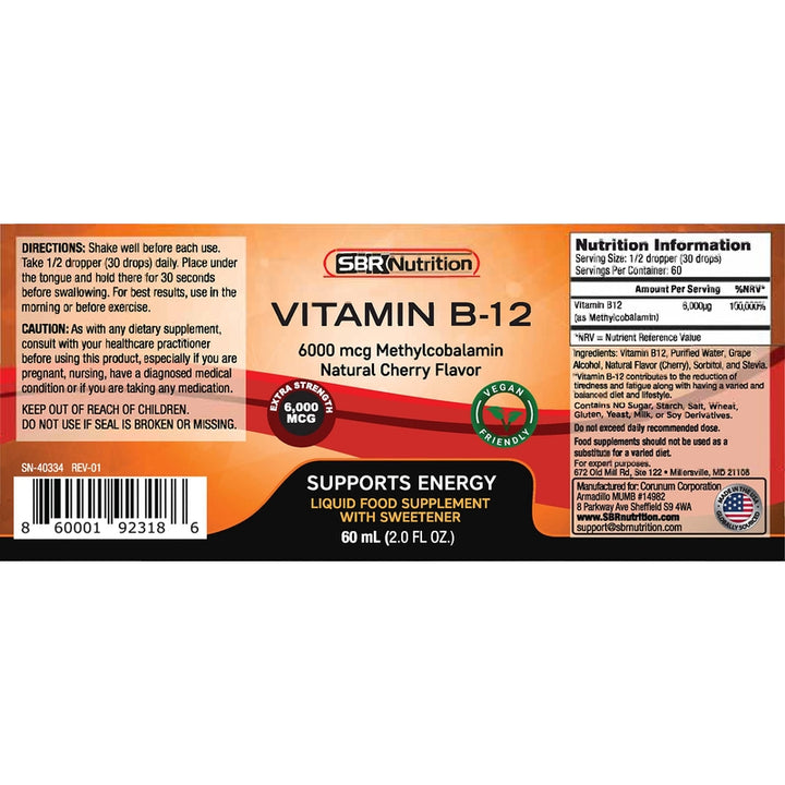 Vitamina B12 Metilcobalamina Líquida 6000 Mcg Extra Fuerza - Imagen 3